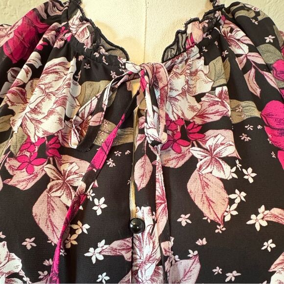 Lane Bryant Pink and Black Ruffled Tiered Sundress 14 - Picture 3 of 10